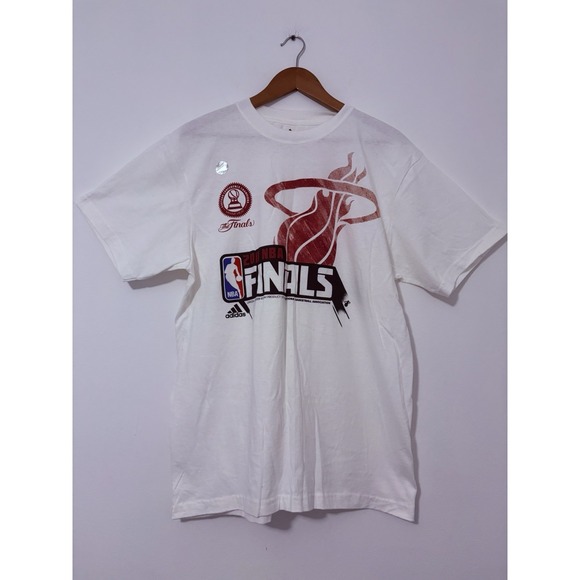 Miami Heat T-Shirt Large White NBA Finals 2011 Lebron Adidas - Picture 1 of 6